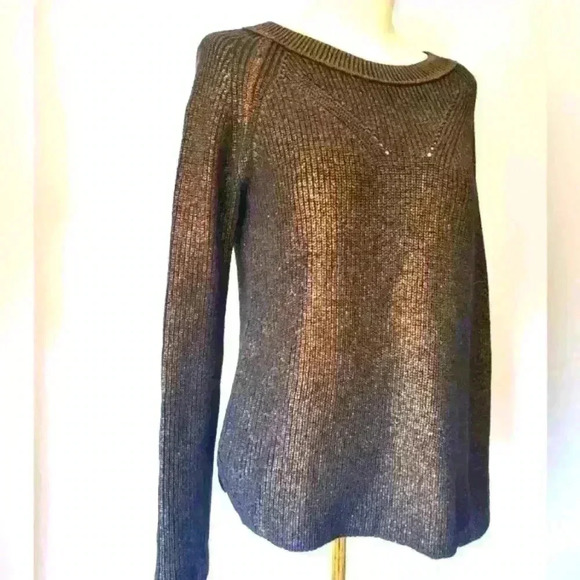 MARC CAIN gold/ black wool and cashmere sweater. Size N2 (US 6) - Picture 3 of 14